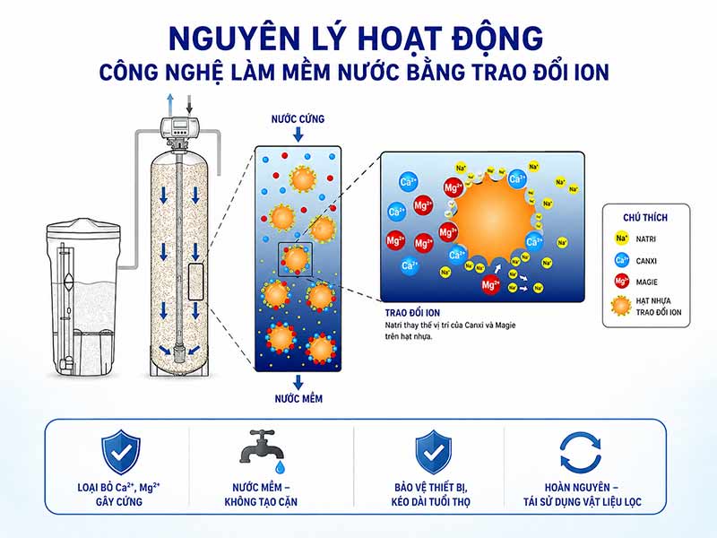 Công Nghệ Làm Mềm Nước Bằng Trao Đổi Ion: Giải Pháp Kiểm Soát Độ Cứng Hiệu Quả Trong Xử Lý Nước