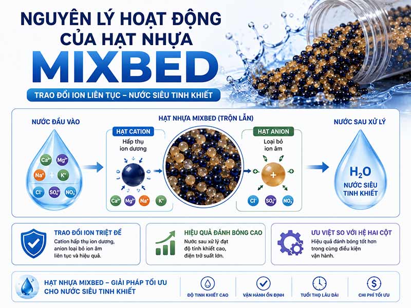 Hạt Nhựa Mixbed – Giải Pháp Đánh Bóng Nước Sau RO Đạt Độ Tinh Khiết Cao
