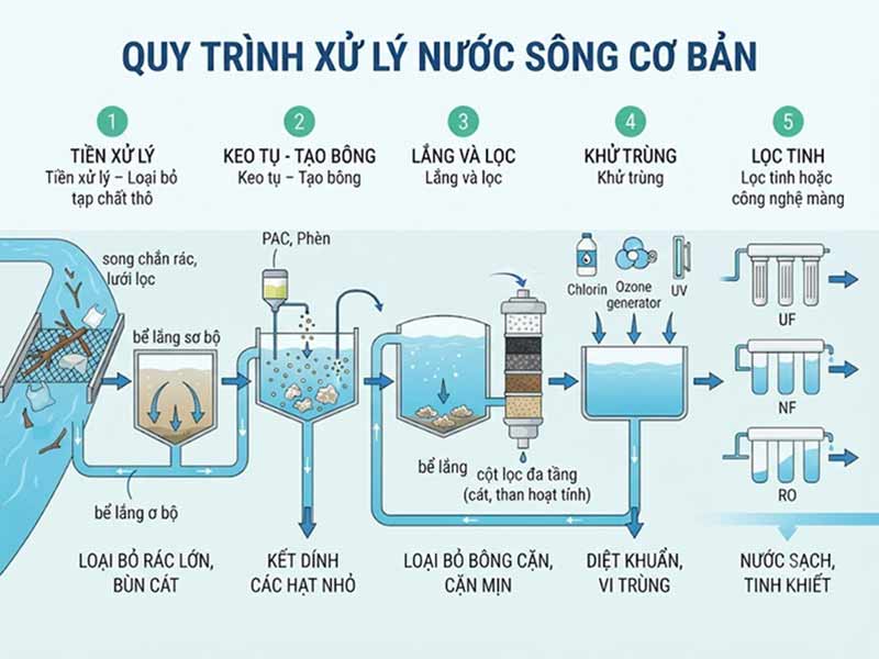 Giải Pháp Xử Lý Nước Sông Hiệu Quả Cho Cấp Nước Sinh Hoạt Và Sản Xuất