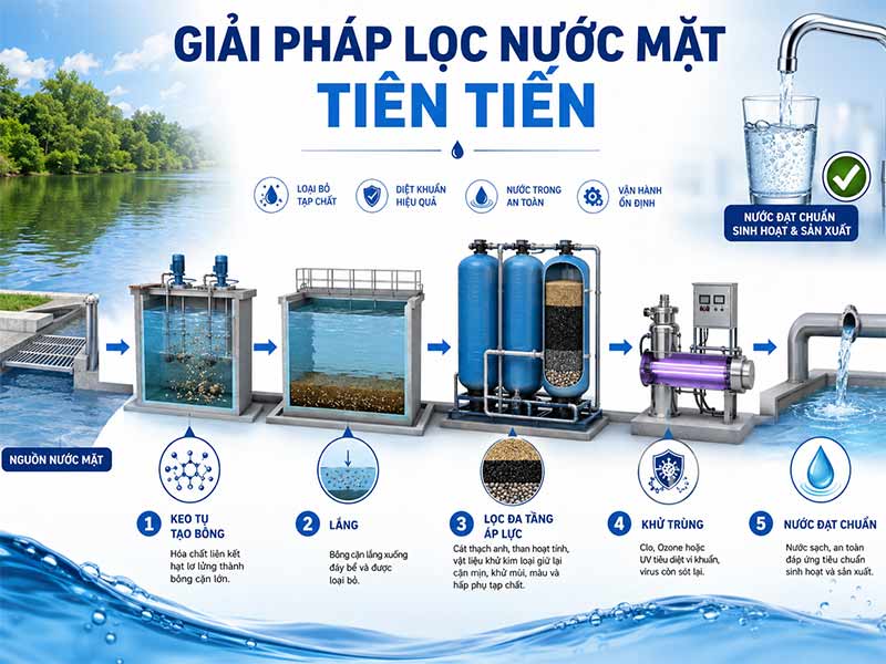 Giải pháp lọc nước mặt tiên tiến – Nền tảng bảo vệ nguồn nước sạch bền vững