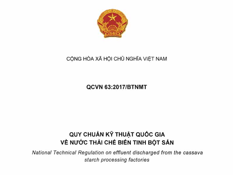 QCVN 63:2017/BTNMT: Quy định về nước thải chế biến tinh bột sắn