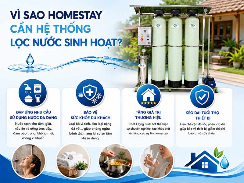 Giải pháp lọc nước sinh hoạt cho homestay: Nâng cao chất lượng dịch vụ và trải nghiệm du khách