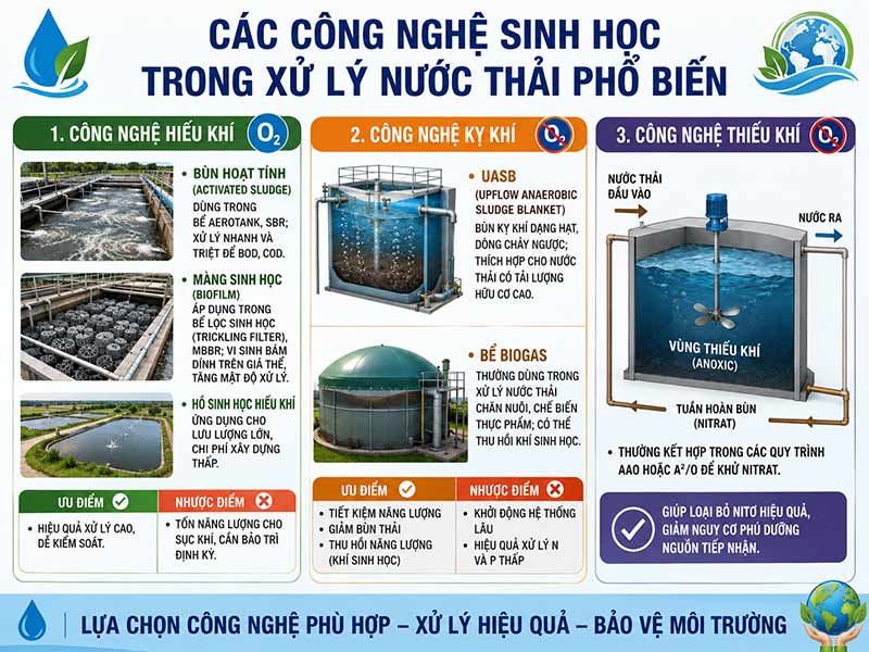 Công nghệ sinh học trong xử lý nước thải – Nguyên lý, quy trình và ứng dụng thực tế