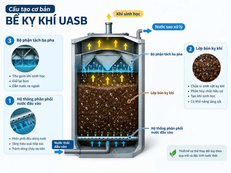 Tìm Hiểu Bể Kỵ Khí UASB – Giải Pháp Xử Lý Nước Thải Hiệu Quả, Tiết Kiệm Chi Phí