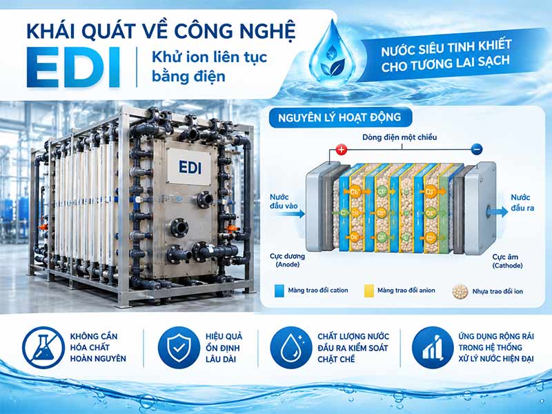 Công nghệ EDI trong sản xuất nước siêu tinh khiết – Nền tảng không thể thiếu của công nghiệp hiện đại