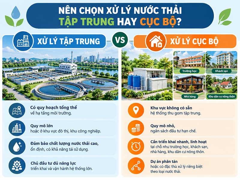 Nên Chọn Xử Lý Nước Thải Tập Trung Hay Cục Bộ? Phân Tích Chi Tiết Cho Từng Mô Hình