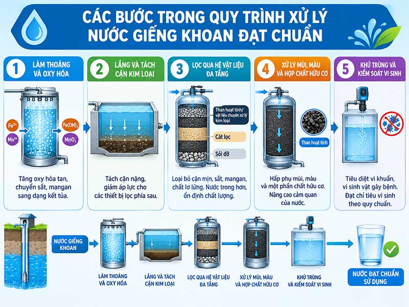 Quy Trình Xử Lý Nước Giếng Khoan Đạt Chuẩn Phục Vụ Sinh Hoạt Và Sản Xuất