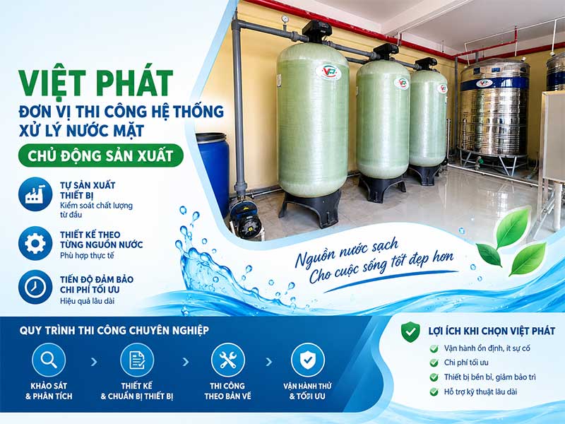 Đơn Vị Thi Công Hệ Thống Xử Lý Nước Mặt – Giải Pháp Hiệu Quả Từ Việt Phát