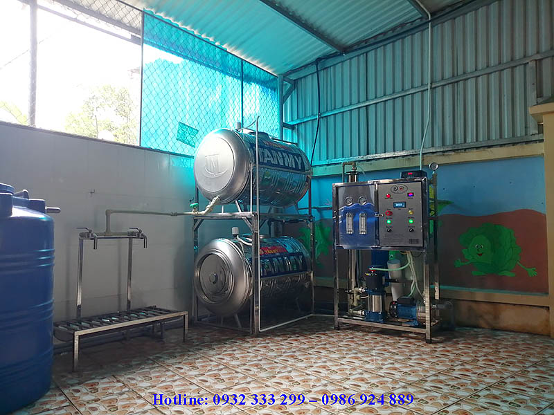 Bàn giao hệ thống lọc nước RO 150l/h tại trường mầm non Châu Can B