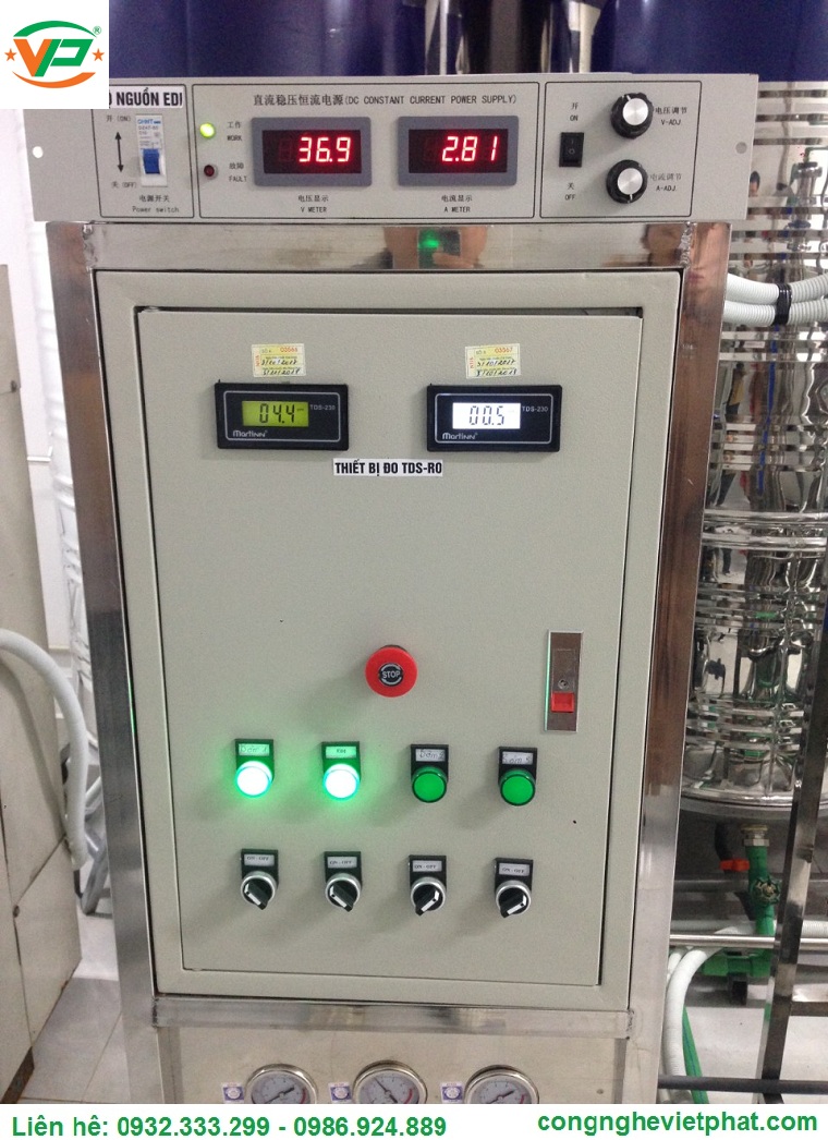 Hệ thống khử khoáng EDI + Xử lý nước siêu tinh khiết RO công suất 2m3/h